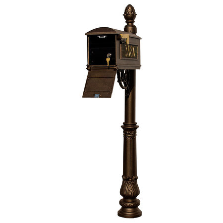 QUALARC Mailbox w/Locking Insert, ornate base, pineapple finial LMC-LKIT-703-BRZ